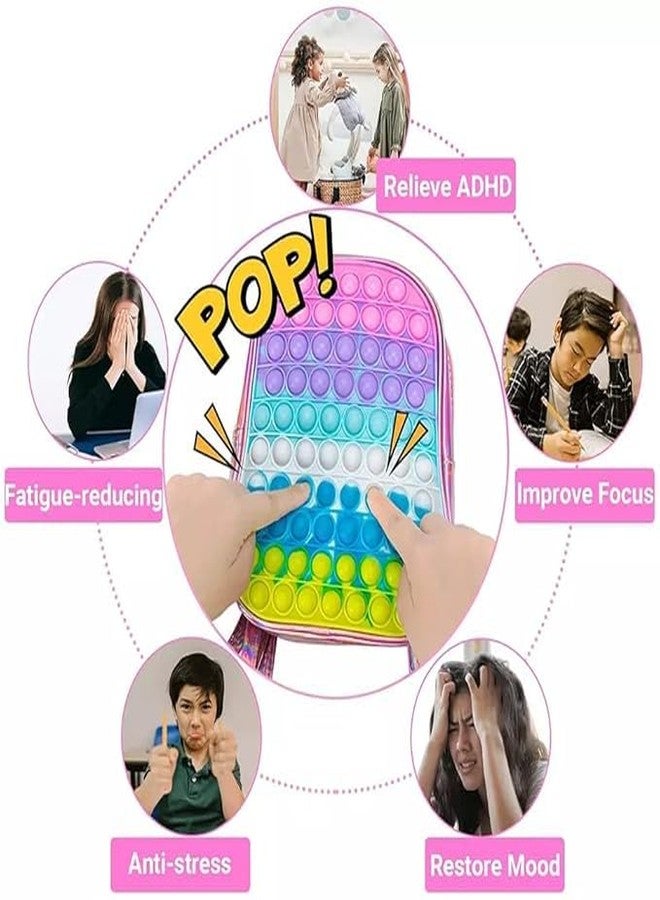 Prisma Collections Pop It Ba,g Fully Silicon Casual Backpack, Girls Unicorn Mini Ba,g, Girls/Kids Birthday Gift Party Favors Picnic with Adjustable Strap, Pop It Fidget Toy Ba,g, Aqua Blue_P - Image 5